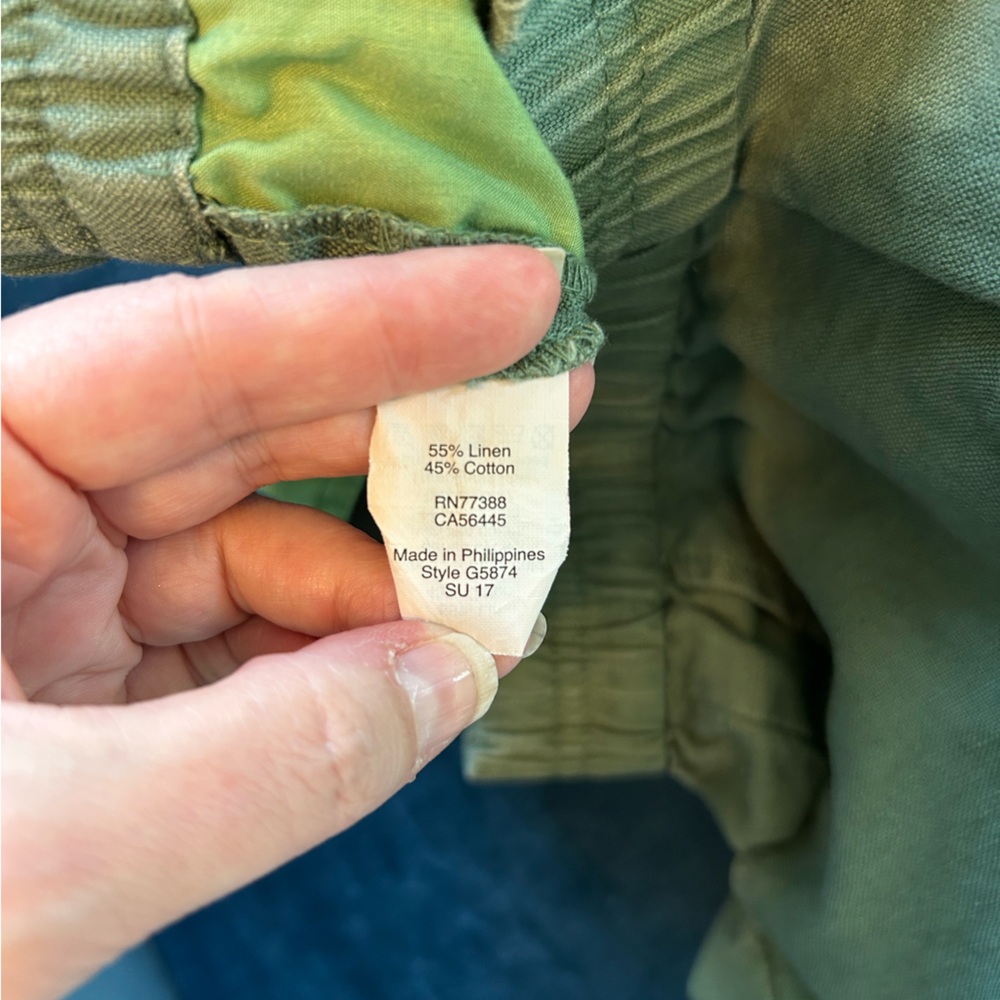 J. Crew Olive Green linen Elastic Waist Shorts - Picture 4 of 4